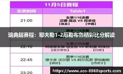 瑞典超赛程：耶夫勒1-2厄勒布鲁精彩比分解读